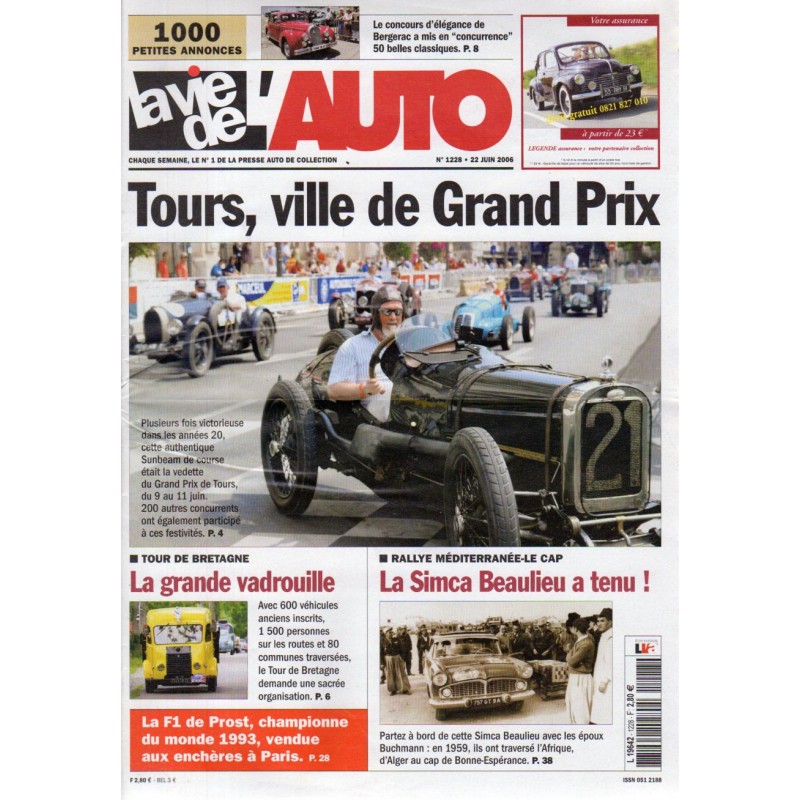 La Vie de l'Auto n° 1228 du 22 juin 2006 - Tours, ville de Grand Prix