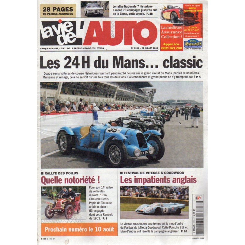 La Vie de l'Auto n° 1231 du 27 juillet 2006 - Les 24 H du Mans... classic