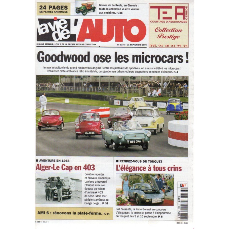 La Vie de l'Auto n° 1236 du 21 septembre 2006 - Goodwood ose les microcars !