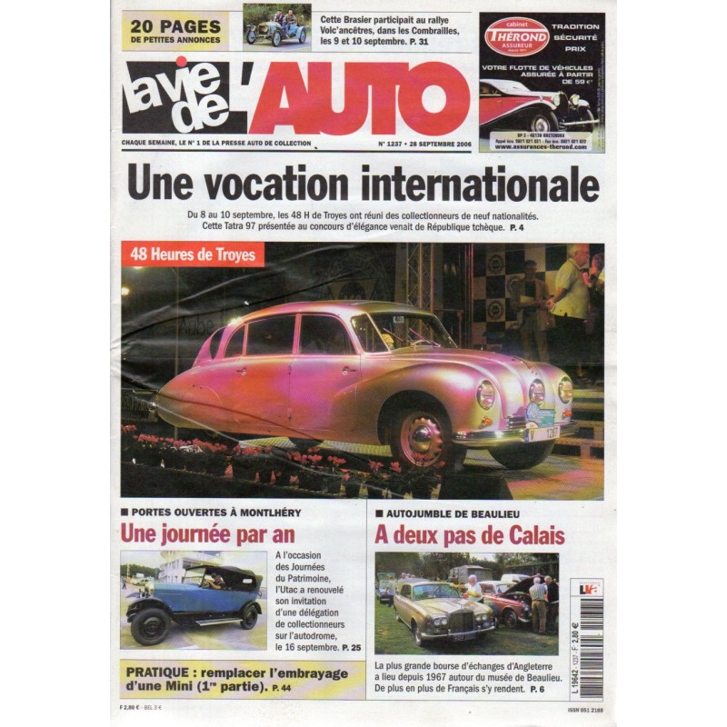 La Vie de l'Auto n° 1237 du 28 septembre 2006 - 48 H de Troyes : Une vocation internationale