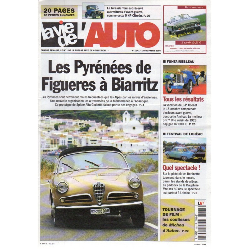 La Vie de l'Auto n° 1241 du 26 octobre 2006 - Les Pyrénées de Figueres à Biarritz