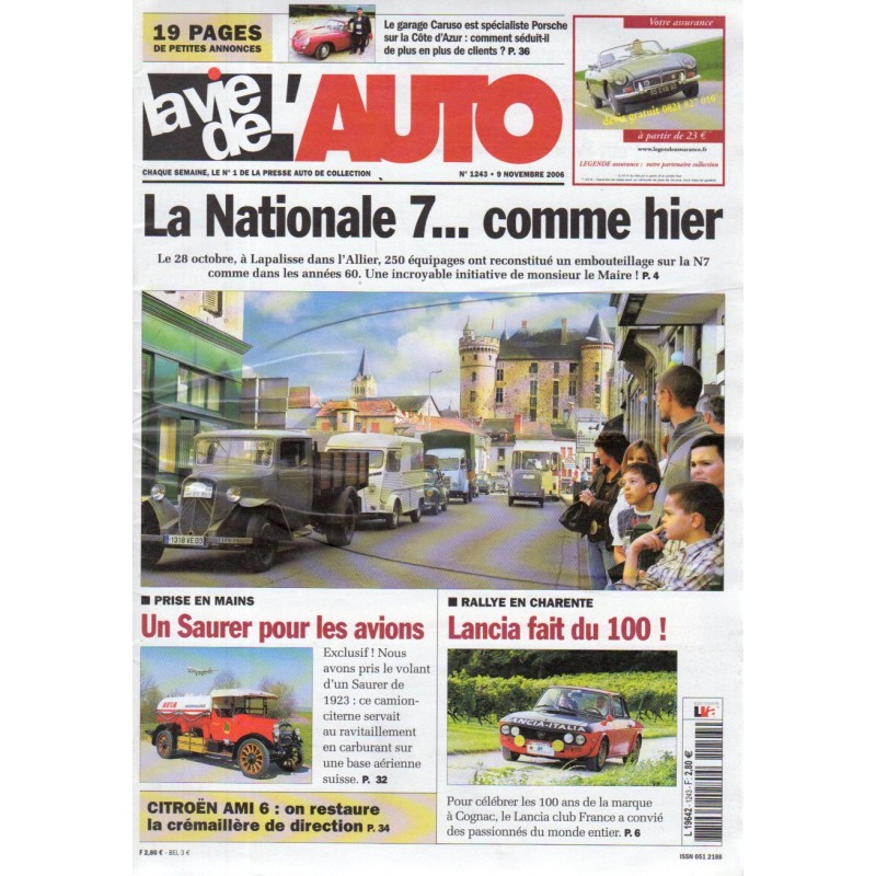 La Vie de l'Auto n° 1243 du 9 novembre 2006 - La Nationale 7 ... comme hier
