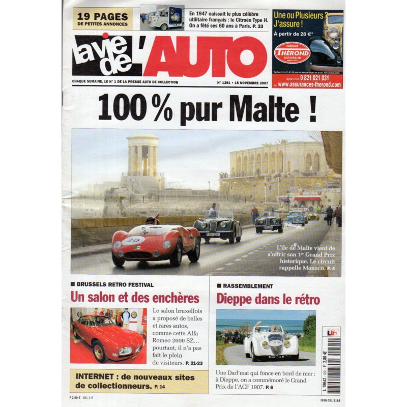 La Vie de l'Auto n° 1291 du 15 novembre 2007 - 1er Grand Prix de Malte : 100 % pur Malte !
