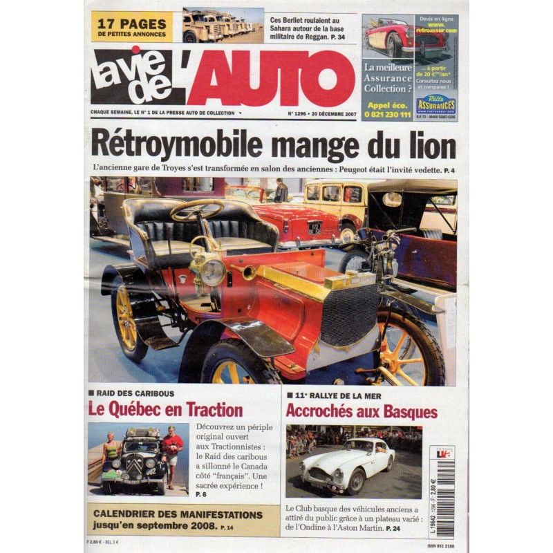 La Vie de l'Auto n° 1296 du 20 décembre 2007 - Troyes : Retroymobile mange du lion