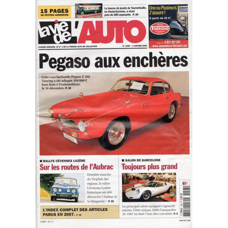 La Vie de l'Auto n° 1298 du 3 janvier 2008 - Pegaso aux enchères