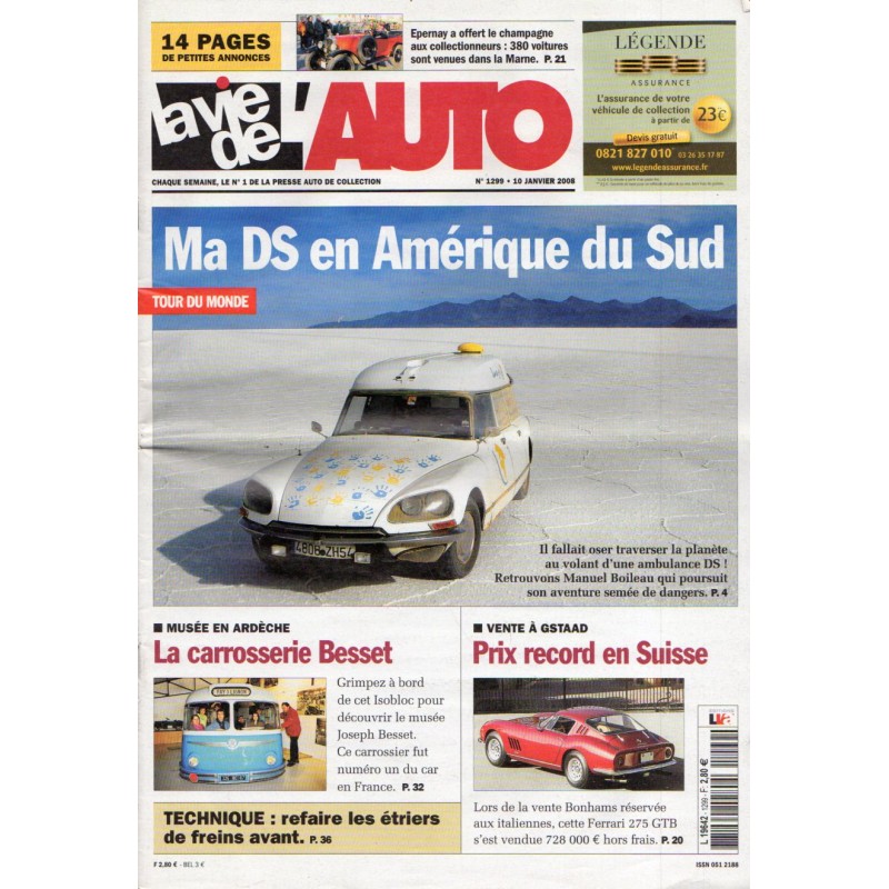 La Vie de l'Auto n° 1299 du 10 janvier 2008 - Ma DS en Amérique du Sud