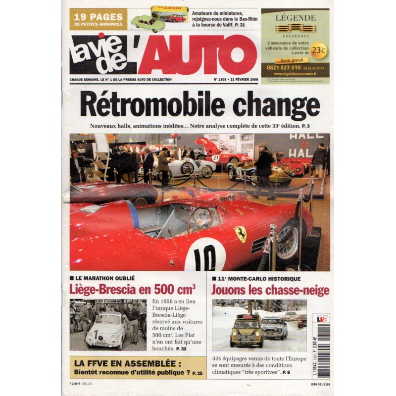 La Vie de l'Auto n° 1305 du 21 février 2008 - Rétromobile change