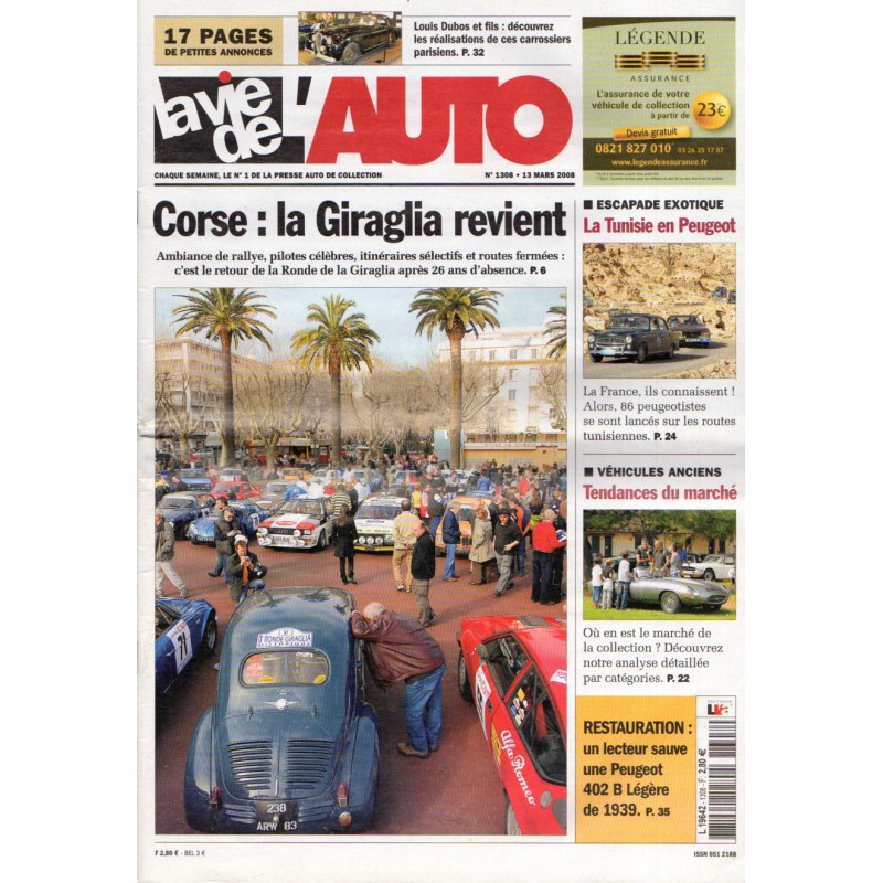 La Vie de l'Auto n° 1308 du 13 mars 2008 - Corse : la Giraglia revient