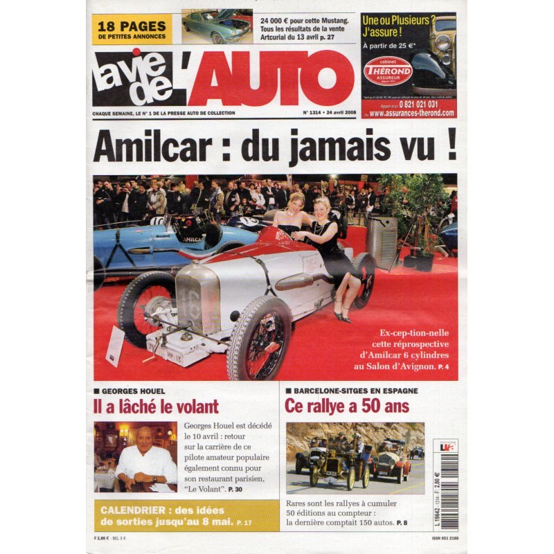 La Vie de l'Auto n° 1314 du 24 avril 2008 - Amilcar : du jamais vu !