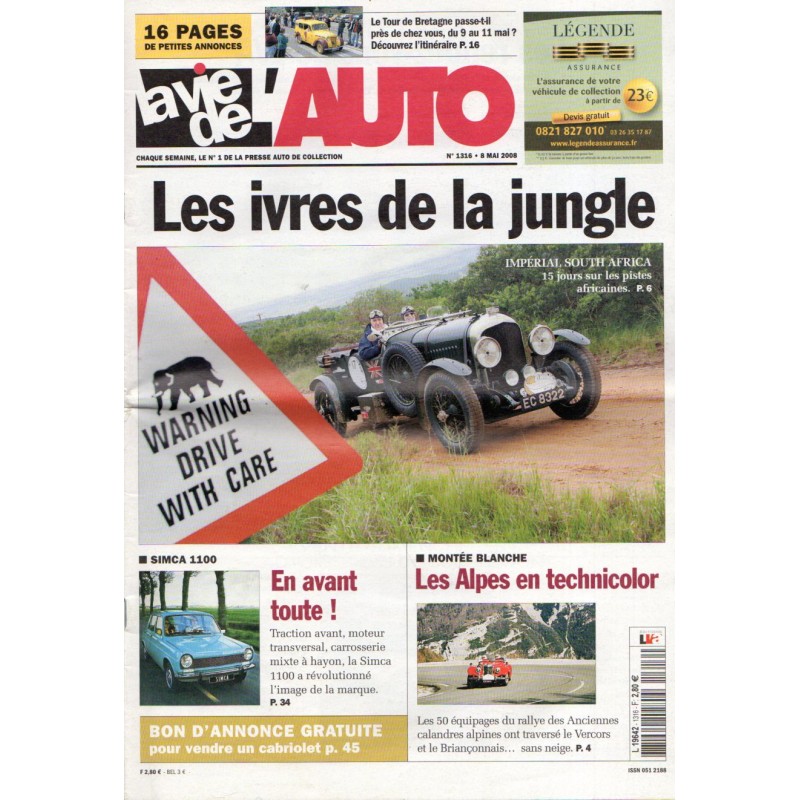La Vie de l'Auto n° 1316 du 8 mai 2008 - Impérial South Africa : les ivres de la jungle