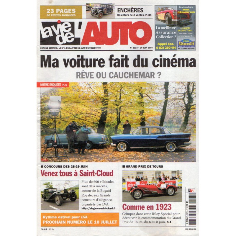 La Vie de l'Auto n° 1323 du 26 juin 2008 - Ma voiture fait du cinéma