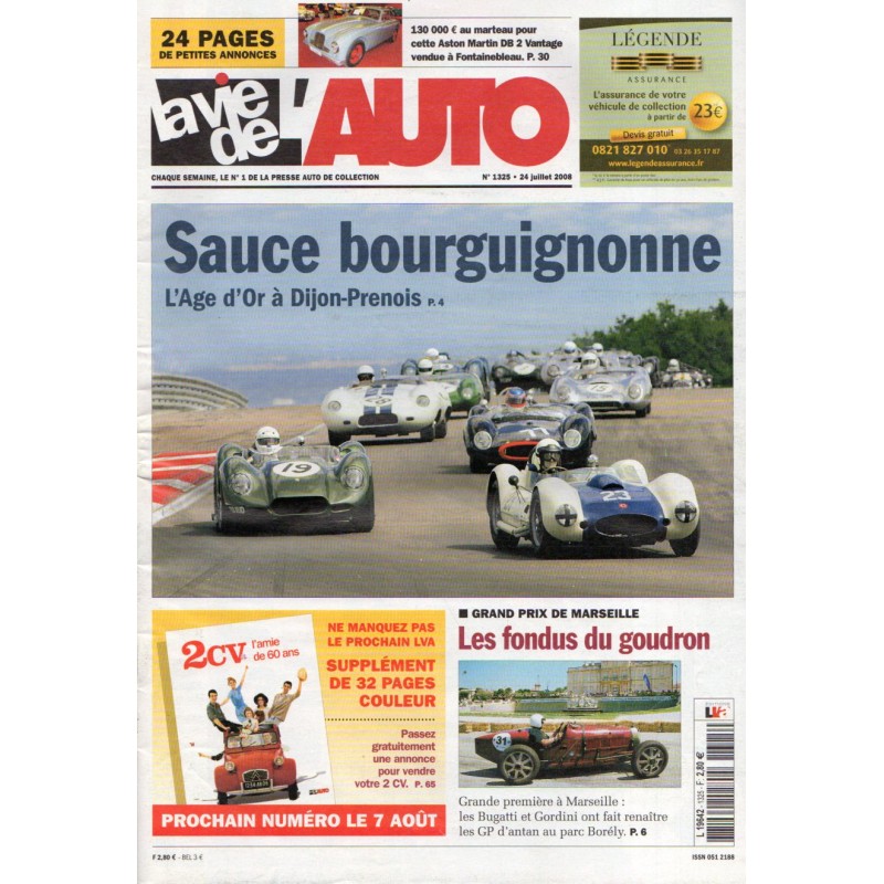 La Vie de l'Auto n° 1325 du 24 juillet 2008 - L'Age d'Or à Dijon-Prenois : sauce bourguignonne