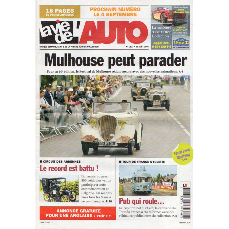 La Vie de l'Auto n° 1327 du 21 aout 2008 - 10ème Festival de Mulhouse