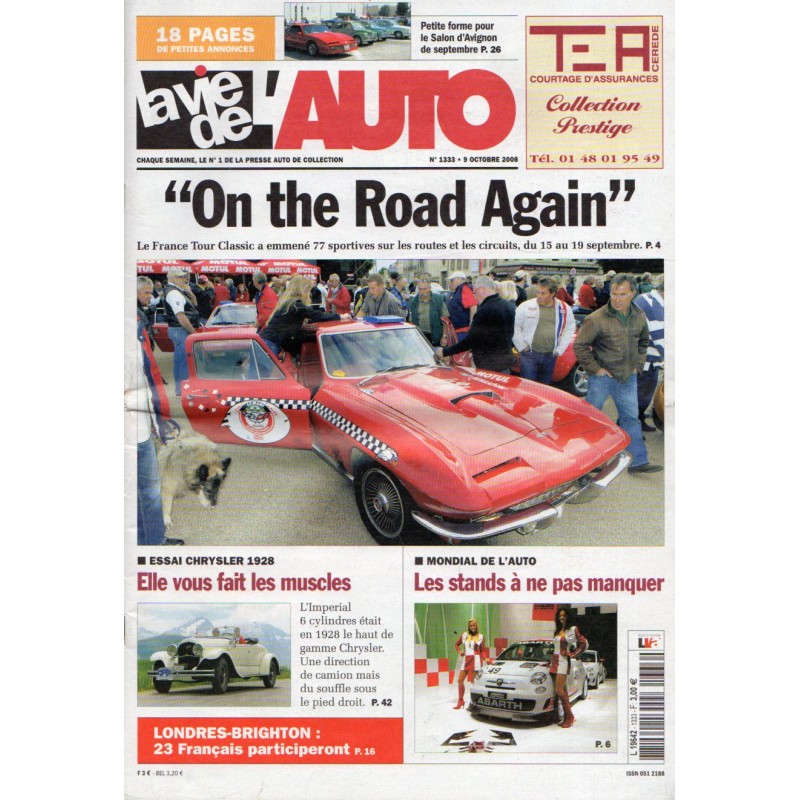 La Vie de l'Auto n° 1333 du 9 octobre 2008 - France Tour Classic :  "On the Road Again"