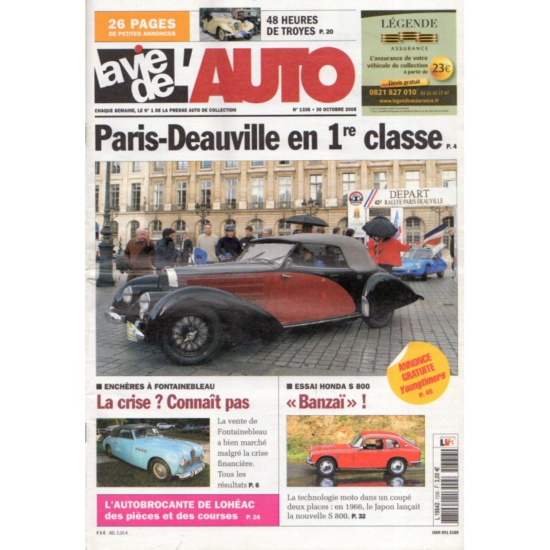 La Vie de l'Auto n° 1336 du 30 octobre 2008 - Paris-Deauville en 1re classe