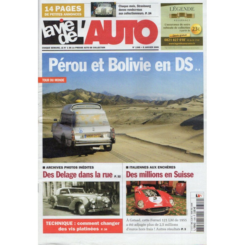 La Vie de l'Auto n° 1346 du 8 janvier 2009 - Tour du Monde en DS : Pérou et Bolivie