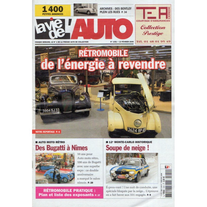 La Vie de l'Auto n° 1351 du 12 février 2009 - Rétromobile de l'énergie à revendre