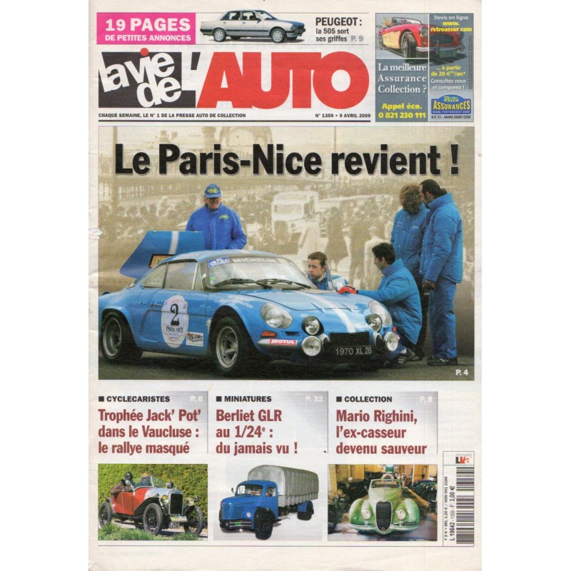 La Vie de l'Auto n° 1359 du 9 avril 2009 - Le Paris-Nice revient !