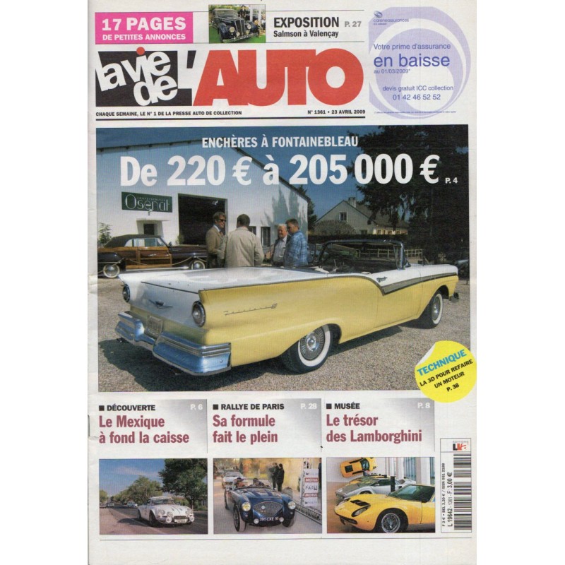 La Vie de l'Auto n° 1361 du 23 avril 2009 - Enchères à Fontainebleau