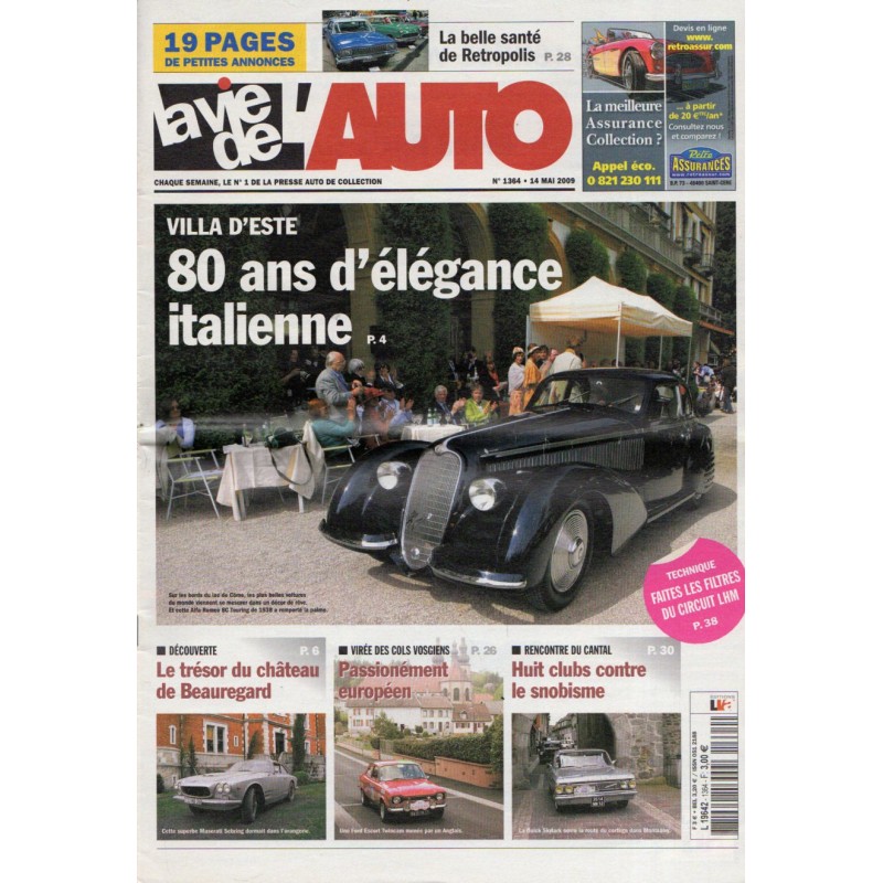 La Vie de l'Auto n° 1364 du 14 mai 2009 - Villa d'Este : 80 ans d'élégance italienne