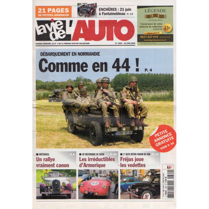 La Vie de l'Auto n° 1369 du 18 juin 2009 - Débarquement de Normandie : Comme en 44 !