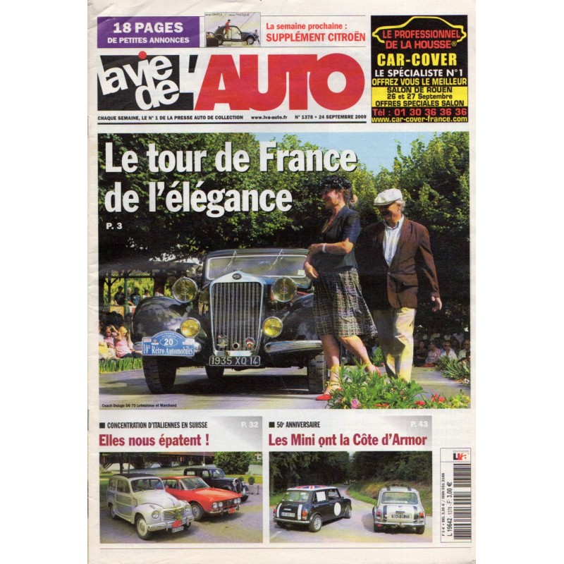 La Vie de l'Auto n° 1378 du 24 septembre 2009 - Tour de France de l'élégance