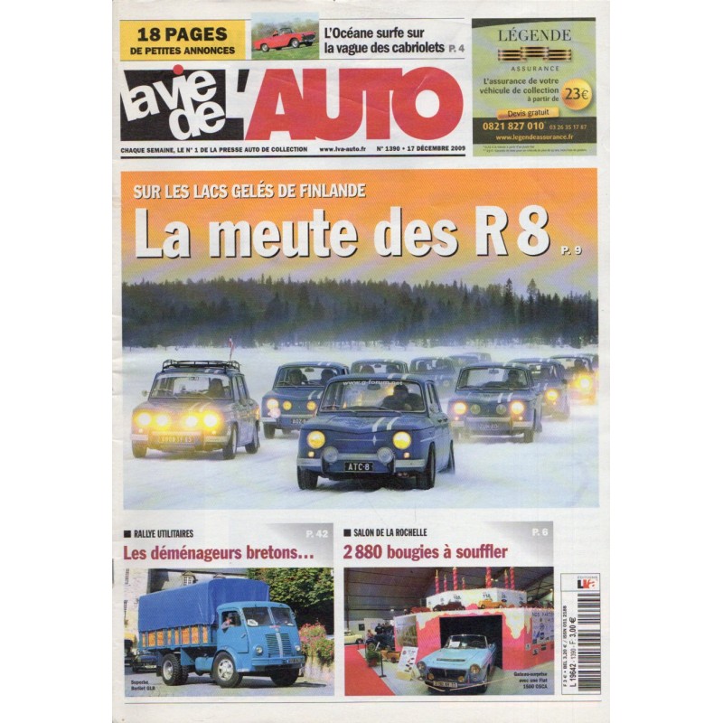 La Vie de l'Auto n° 1390 du 17 décembre 2009 - Sur les lacs gelés de Finlande : La meute des R8 - 68 pages