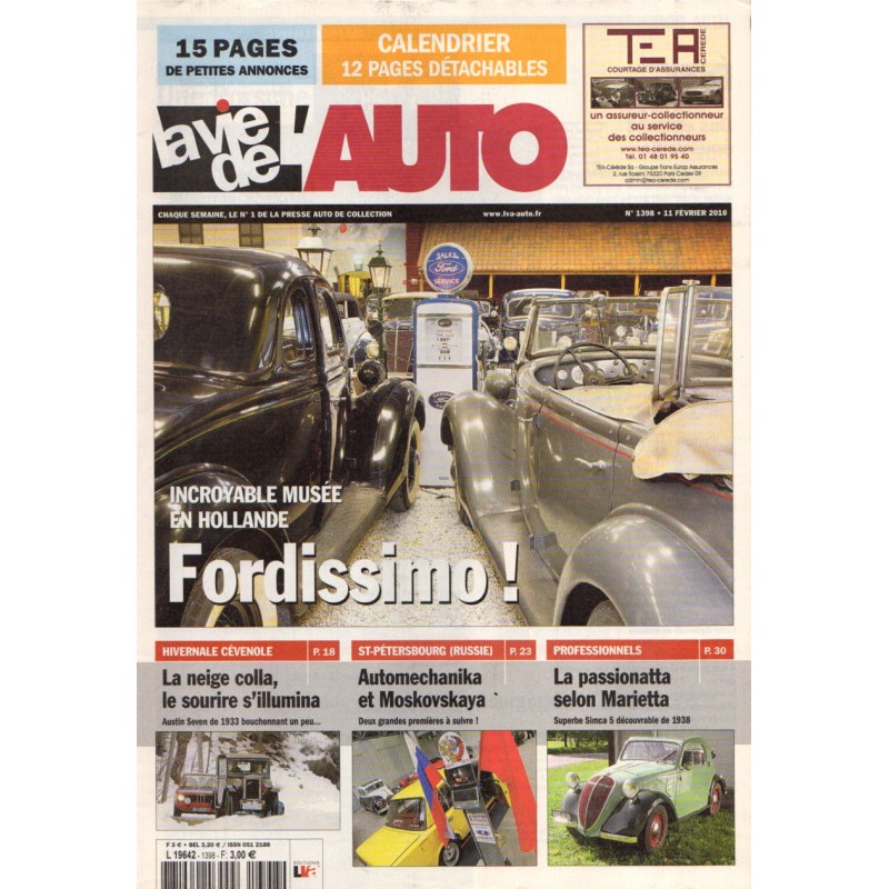 La Vie de l'Auto n° 1398 du 11 février 2010 - Incroyable musée Ford en Hollande : Fordissimo !