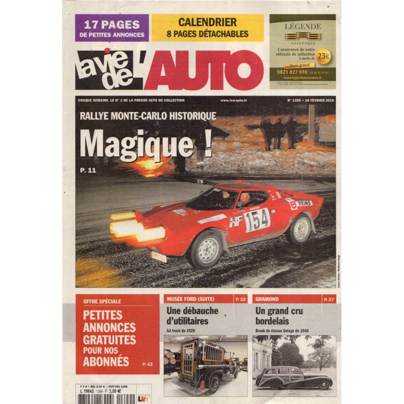 La Vie de l'Auto n° 1399 du 18 février 2010 - Rallye Monte-Carlo historique