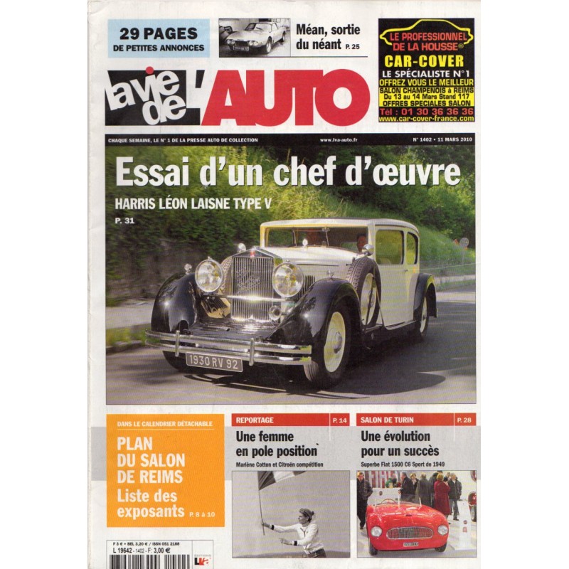 La Vie de l'Auto n° 1402 du 11 mars 2010 - Harris Léon Laisne type V : Essai d'un chef d'œuvre