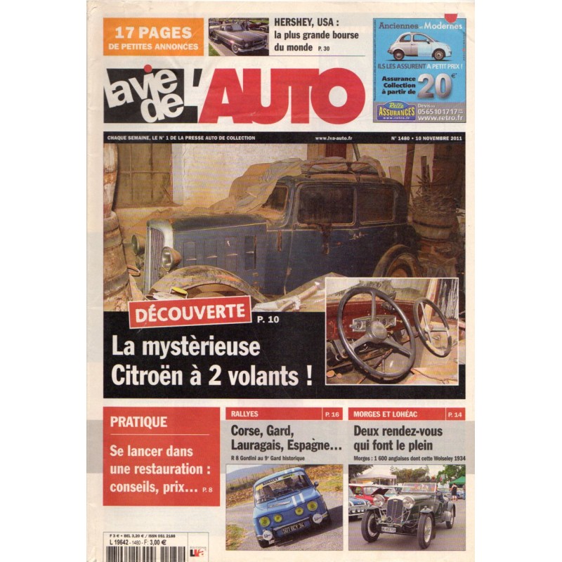 La Vie de l'Auto n° 1480 du 10 novembre 2011 - La mystérieuse Citroën à 2 volants !