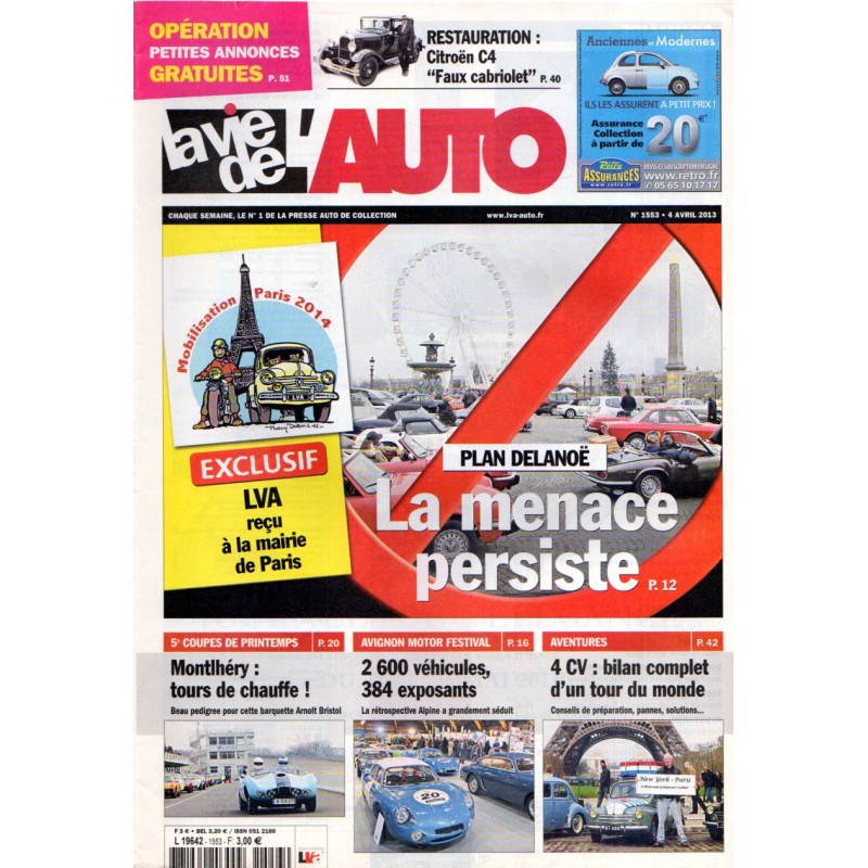 La Vie de l'Auto n° 1553 du 4 avril 2013 - Plan Delanoë : La menace persiste