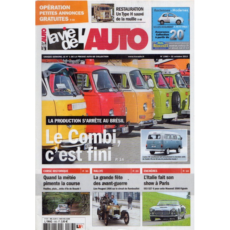 La Vie de l'Auto n° 1583 du 31 octobre 2013 - Combi, c'est fini