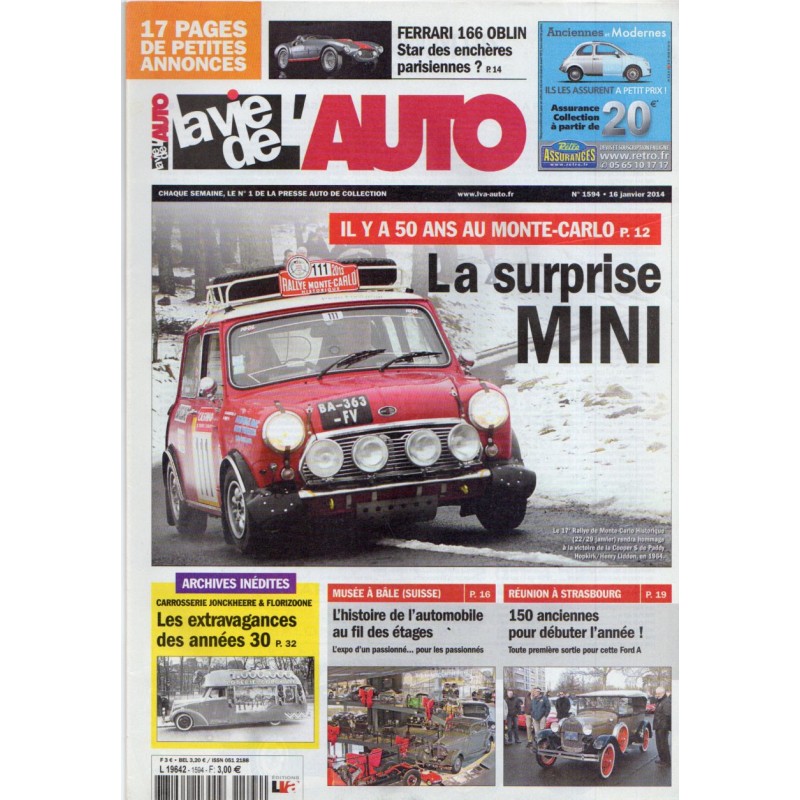 La Vie de l'Auto n° 1594 du 16 janvier 2014 - Il y a 50 ans au Monte-Carlo : la surprise Mini
