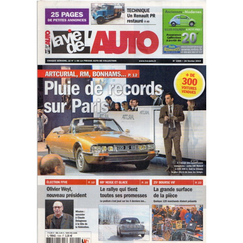 La Vie de l'Auto n° 1599 du 20 février 2014 - Artcurial, RM, Bonhams ... pluie de records sur Paris
