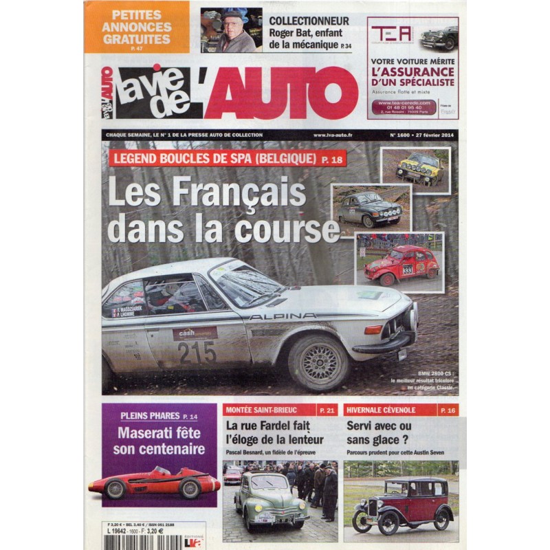 La Vie de l'Auto n° 1600 du 27 février 2014 - Legend Boucles de SPA (Belgique) Les français dans la course