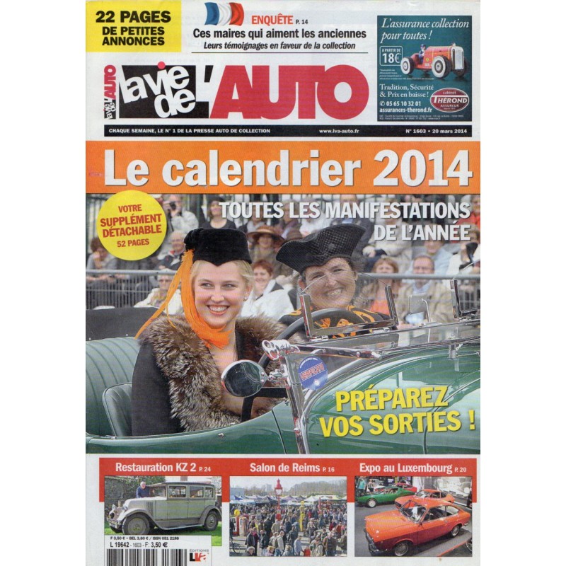 La Vie de l'Auto n° 1603 du 20 mars 2014 - Calendrier 2014