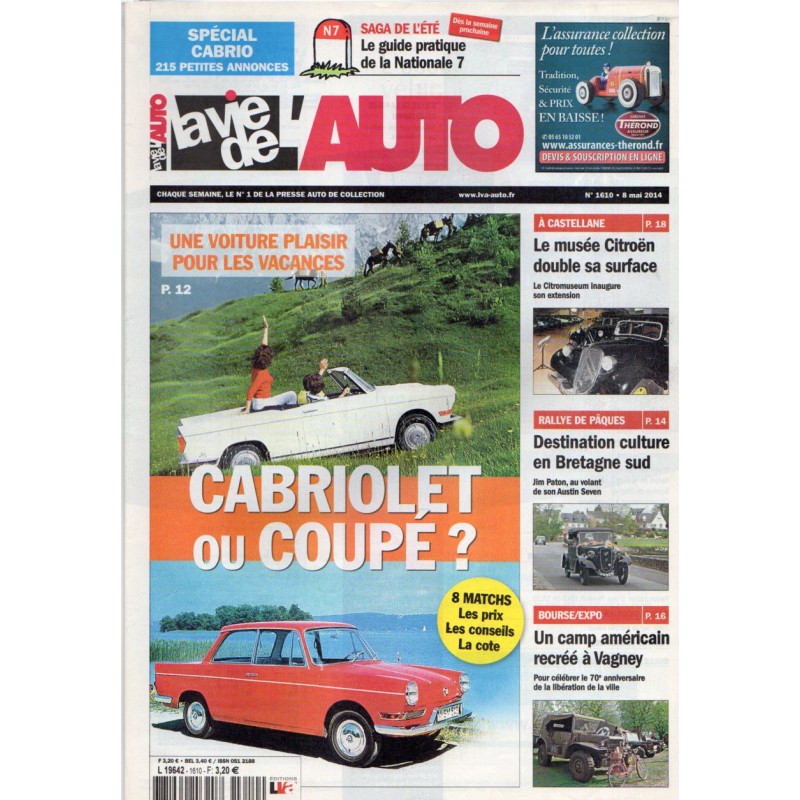 La Vie de l'Auto n° 1610 du 8 mai 2014 - Cabriolet ou Coupé ?