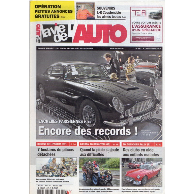 La Vie de l'Auto n° 1637 du 13 novembre 2014 - Enchères parisiennes : encore des records !