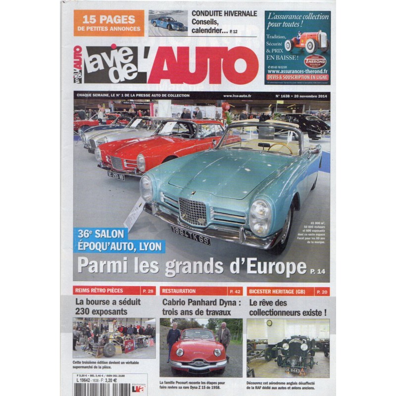 La Vie de l'Auto n° 1638 du 20 novembre 2014 - 36e salon Epoqu'auto à Lyon
