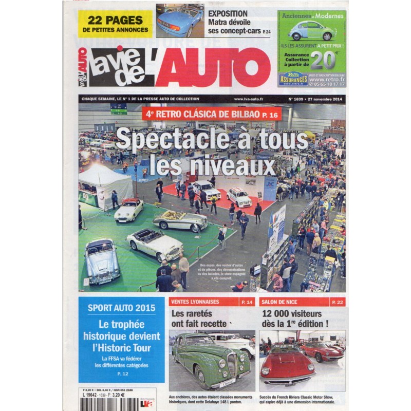 La Vie de l'Auto n° 1639 du 27 novembre 2014 - 4e Retro Clasica de Bilbao
