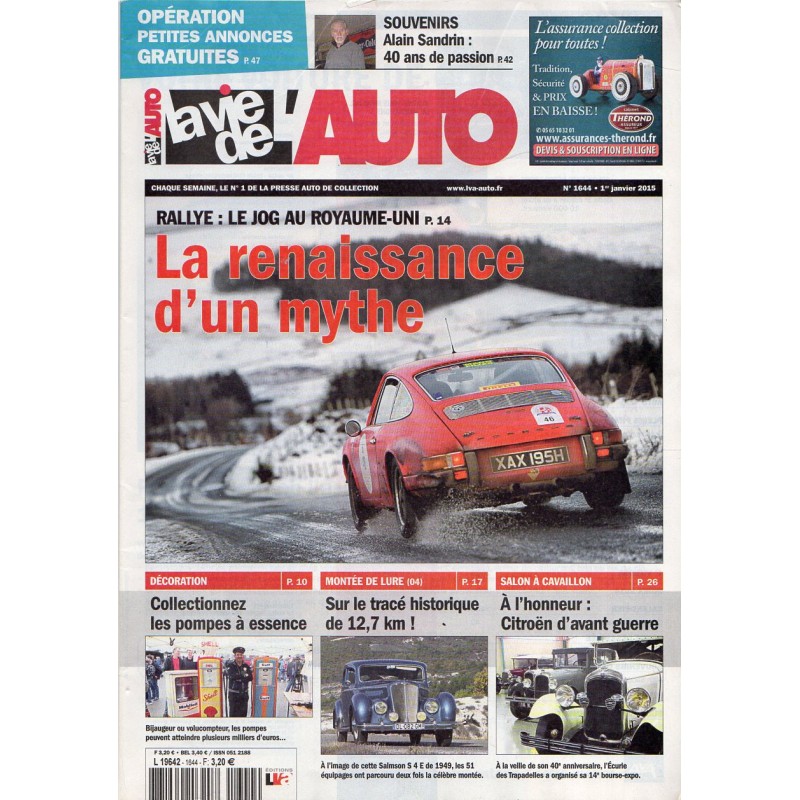 La Vie de l'Auto n° 1644 du 1er janvier 2015 - Rallye : le JOG au Royaume-Uni, la renaissance d'un mythe