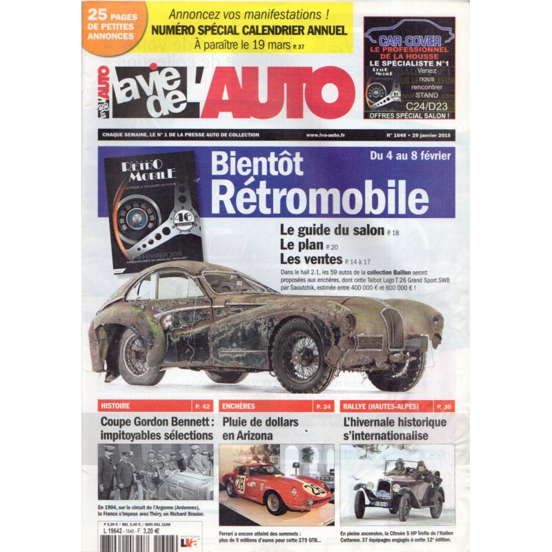 La Vie de l'Auto n° 1648 du 29 janvier 2015 - Bientôt Rétromobile