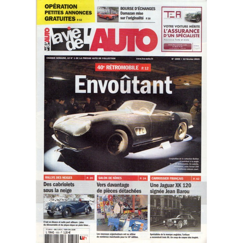 La Vie de l'Auto n° 1650 du 12 février 2015 - 40e Rétromobile : Envoûtant