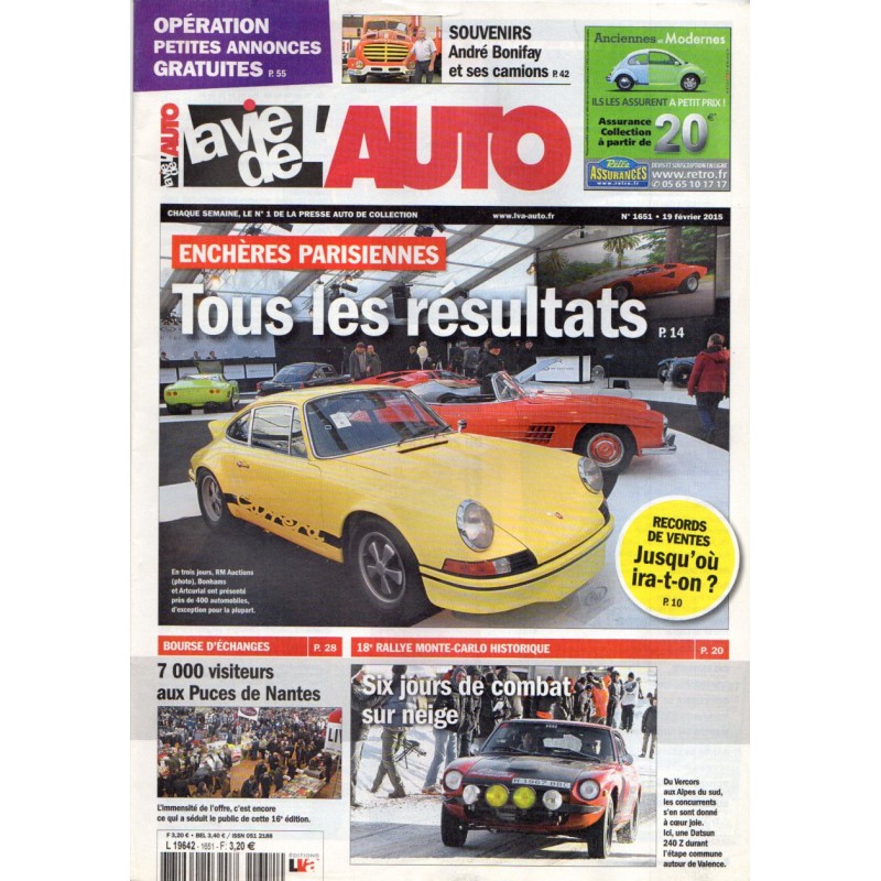 La Vie de l'Auto n° 1651 du 19 février 2015 - Enchères parisiennes : tous les résultats