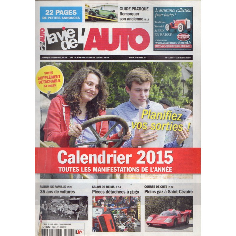 La Vie de l'Auto n° 1655 du 19 mars 2015 - Calendrier 2015 toutes les manifestations