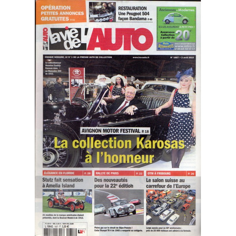 La Vie de l'Auto n° 1657 du 2 avril 2015 - Avignon Motor Festival : collection Karosas
