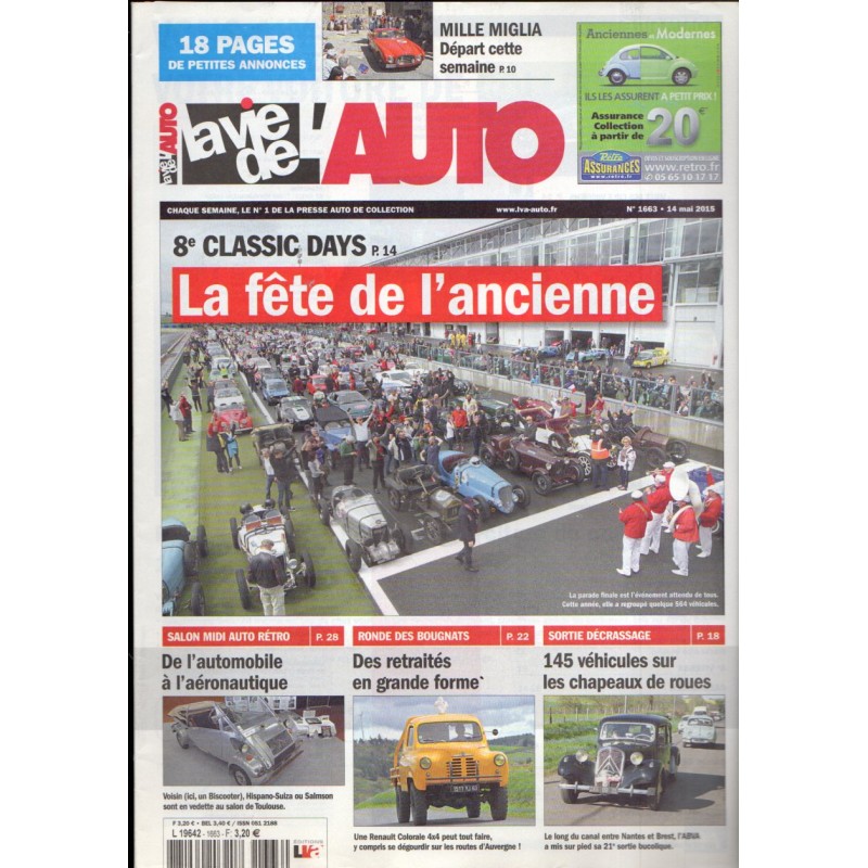 La Vie de l'Auto n° 1663 du 14 mai 2015 - 8e Classic Days : la fête de l'ancienne