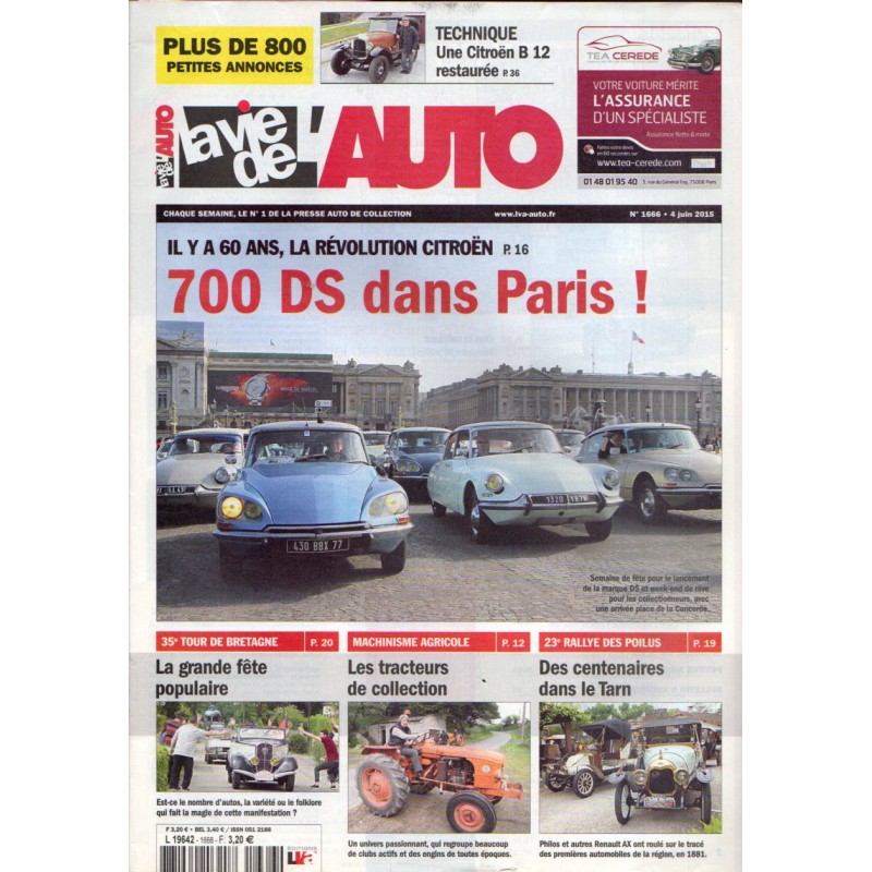 La Vie de l'Auto n° 1666 du 4 juin 2015 - Il y a 60 ans, la révolution Citröen : 700 DS dans Paris !