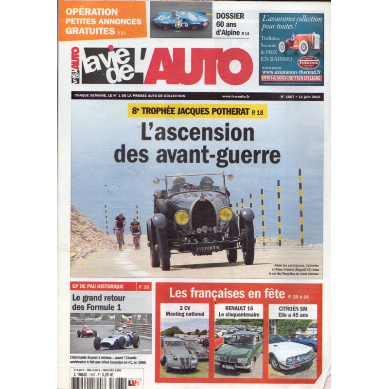 La Vie de l'Auto n° 1667 du 11 juin 2015 - 8e Trophée Jacques Potherat : l'ascension des avant-guerre